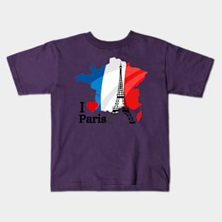 Paris France Paris Skyline with flag Essential summer vintage Kids T-Shirt